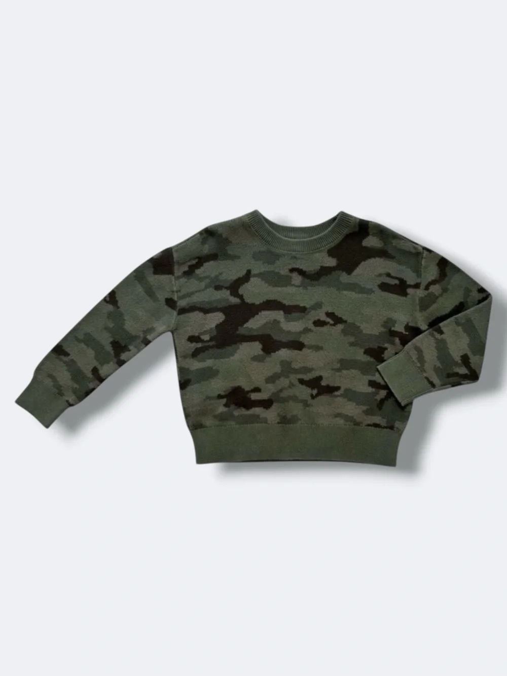 Gap Boys Sweater XS 4-5 Camouflage Knit Pullover Crewneck Long Sleeve Casual